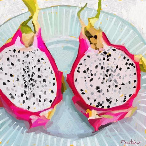 Teddi Parker on Instagram: “I love the dragon fruit paintings by @not_sorry_art I wanted to try one of my own.  This is a digital sketch on the iPad from a few weeks…” Fruit Art Print, Fruit Painting, Fruit Print, Fruit Art, Classic Frame, Dragon Fruit, Art And Technology, Best Canvas, Red Barrel Studio