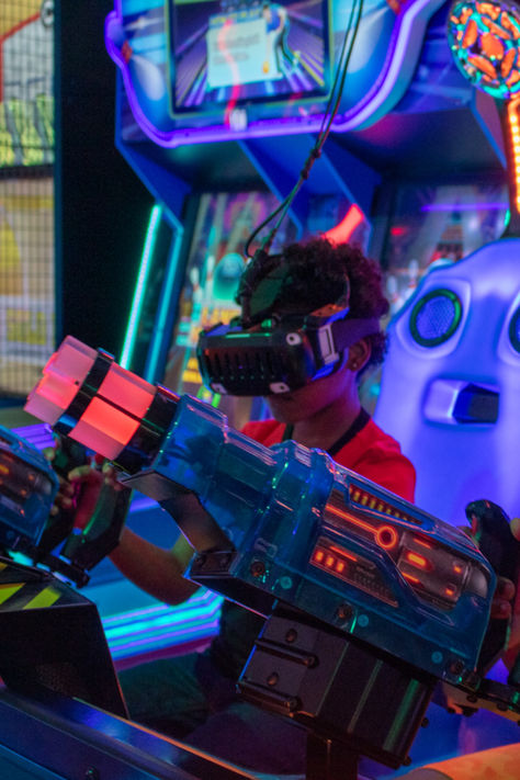 Grab Your Headset and challenge your buddy on a VR Game in the arcade Vr Games, Virtual Reality, Headset, Birthday Parties, Birthday