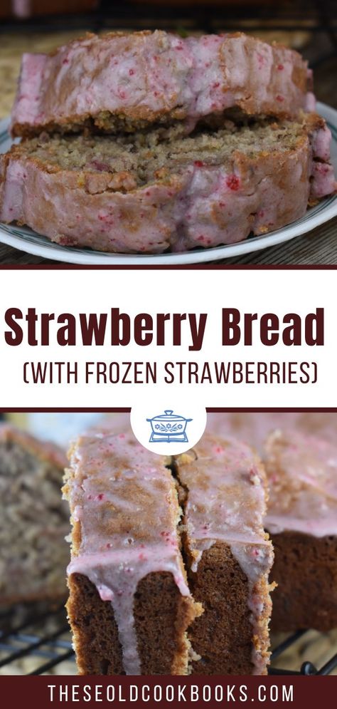 Strawberry Bread with Frozen Strawberries Recipe - These Old Cookbooks Strawberry Pie Made With Frozen Strawberries, Strawberry Desserts Frozen Strawberries, Strawberry Desserts With Frozen Strawberries, Frozen Strawberry Bread Recipe, Strawberry Banana Bread With Frozen Strawberries, Frozen Strawberry Breakfast Recipes, Frozen Strawberry And Banana Recipes, Old Strawberries What To Do With, Strawberry Sweet Bread