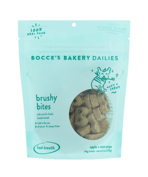 Bocce’s Brushy Bites Soft & Chewy Dog Treats Dog Treats Rover Mint Recipes Fresh, Wheat Free Dog Treats, Chewy Dog Treats, Apple Mint, Crisp Apple, Mint Recipes, Natural Preservatives, Dog Biscuits, Real Ingredients