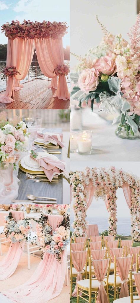 April Wedding Colors, Pink Wedding Color Scheme, Wedding Beauty Plan, Gold Wedding Decor, Lilac Wedding Bouquet, Pink Wedding Colors, Best Wedding Colors, Pink Wedding Inspiration, Pink Wedding Theme