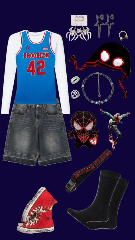 Miles morales outfit 🕷️🕸️⚫️🔴 Miles Morales Outfit, Miles Morales