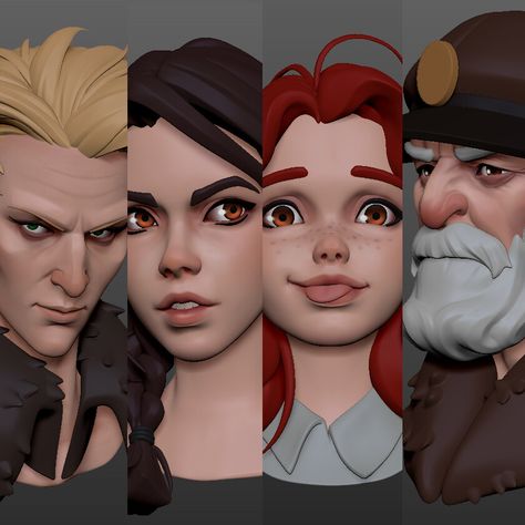 practice, lei wang on ArtStation at https://www.artstation.com/artwork/Dvy9oo Female Character Expressions, Stylized Face Reference, Stylized Character Sculpt, Blender Sculpt, Stylized Sculpt, Stylized Faces, Stylized Head, Face Topology, Stylized Face