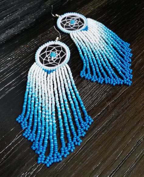 Native American Jewelry Diy, Native American Beaded Jewelry, Beaded Dreamcatcher, Jewelry Pics, Chip Earrings, Dreamcatcher Earrings, Beadwork Jewelry, Crochet Beaded Necklace, Boho Dreamcatcher