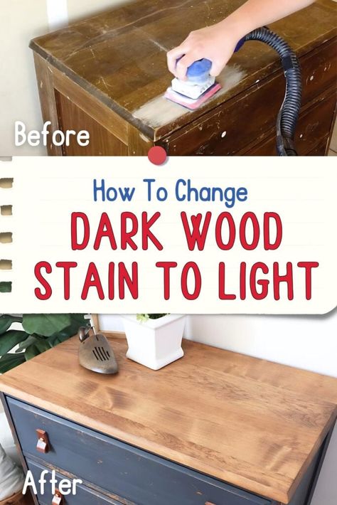 How To Change Dark Wood Stain To Light Stain Too Dark How To Lighten, Dark Wax Over Stained Wood, Whitewash Over Dark Stain, Lightening Dark Wood Furniture, Best Paint For Wood, Best Wood Stain, Stained Dresser, Best Paint Sprayer, Oak Wood Stain