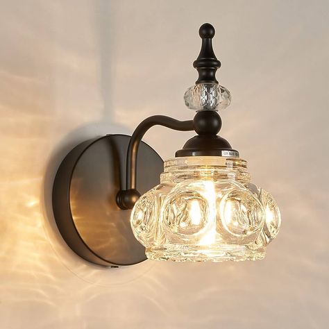 Light Fixtures Bathroom Vanity, Living Vintage, Vanity Light Fixtures, Inspire Me Home Decor, Bathroom Vanity Light, Bathroom Wall Lights, Vintage Bathroom, Dream House Decor, Black Walls