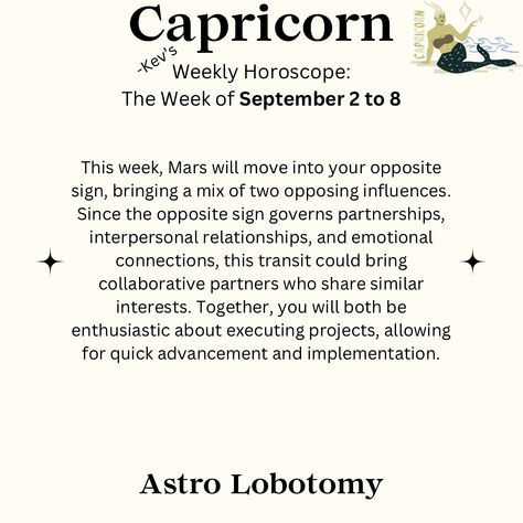 Follow so you don’t miss anything 🧠🧠  New uploads every day, if you don’t see your sign, come back tomorrow!  September 2- September 8, 2024 horoscope for Capricorn ♑️  #capricorn #horoscope #zodiac Capricorn Horoscope, Horoscope Capricorn, Weekly Horoscope, 2 September, Interpersonal Relationship, September 8, September 2, Emotional Connection, Come Back