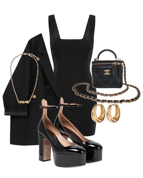 Black Fashion Outfits Classy, Luxury Black Outfit, Black Fancy Outfits, Black Women Fashion Classy Chic, Glam Chic Outfit, City Chic Outfits, Stylish Black Outfits, Polyvore Outfits Classy, Black Outfit Dress