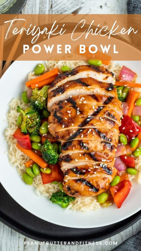 Teriyaki Chicken Power Bowls Teriyaki Chicken Power Bowl, Teriyaki Chicken Veggie Bowl, High Protein Teriyaki Chicken Bowl, Asian Chicken Bowls Healthy, Tokyo Joes Bowl Recipes, Healthy Teriyaki Chicken Bowl, Asian Bowls Healthy, Power Bowls Meal Prep, Chicken Power Bowl Recipe