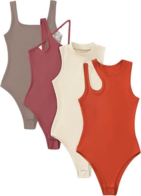 Upgrade your wardrobe with Floerns Women's 4 Pcs Asymmetrical Neck Sleeveless Rib Knit Bodysuit Tops! 😍✨ These stylish and versatile bodysuits feature an asymmetrical neck and a sleeveless design, offering a trendy twist to your outfits. 💃❤️ #WomensFashion #BodysuitTops #RibKnit #AsymmetricalNeck #Sleeveless #VersatileStyle #TrendyTwist #ComfortableFit #FlatteringSilhouette #MixAndMatch #FashionEssentials #ChicStyle #FashionInspiration #WardrobeUpgrade #Fashionista #FashionForward #Floerns Ribbed Knit Bodysuit, Bodysuit Tops, Top Clothing, Bodysuit Top, Knit Bodysuit, Mock Turtleneck, Cool Fabric, Fashion Essentials, Leotards