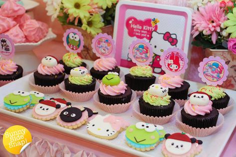 Sanrio Dessert Table, Sanrio Bday Party, Sanrio Treats, Sanrio Desserts, Birthday Sanrio, Buffet Setup, Sanrio Birthday, Birthday Desert, Sanrio Party