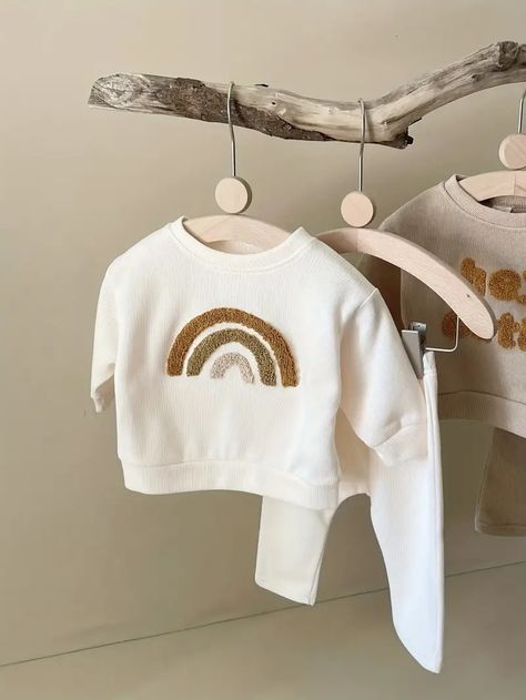 Baby Boy's Rainbow Embroidery Leisure Soft Lightweight Long - Temu Infant Outfits, Childrens Clothes Girls, Cool Baby, Baby Embroidery, Long Pullover, Sweatshirts Pattern, Clothes Set, Autumn Fashion Casual