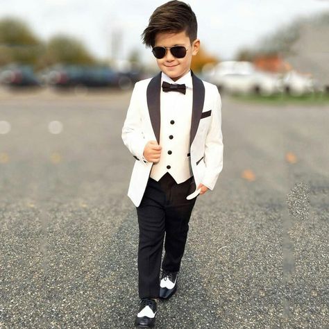 Tailored Ivory Baby Boys Suits Costume for Boy 2019 Kids Blazer Boy Suit Black Shawl Lapel Formal Wedding Wear Children Clothing Wedding Dress For Boys, Toddler Wedding Outfit Boy, Boys Formal Wear, Wedding Outfit For Boys, Designer Kids Wear, Kids Blazers, Boys Tuxedo