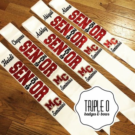 Senior night sashes - block lettering Senior Night Sashes, Cheer Sash, Night Volleyball, Sash Ideas, Senior Night Football, Senior Year Diy, Soccer Senior Night, Senior Board, Senior Cheerleader