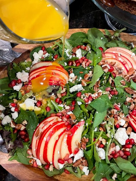 Apple Season Salad Green Salad With Apples, Catering Recipes, Apple Cider Vinaigrette, Salad With Apples, Maple Vinaigrette, Cider Vinaigrette, Disney Dinner, Beautiful Salad, Apple Season