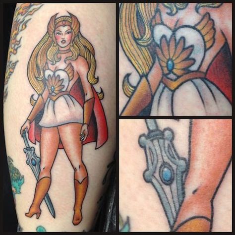 16 Totally Tubular 80s Tattoos | Tattoo.com She Ra Tattoo, He Man Tattoo, Fortune Tattoo, Made Tattoo, Portland Tattoo, Power Tattoo, Universe Tattoo, Traditional Style Tattoo, Female Tattoo Artists