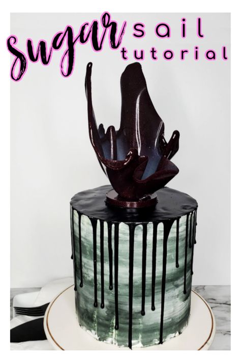 Make this stunning Sugar Sail cake topper. All you need is sugar, water and corn syrup.  #sugarsailtutorial #behindthecake #caketopper #sugarsail Chocolate Shard Cake, Sail Cake, Decorations For Cakes, Sugar Decorations For Cakes, Sugar Decorations, Chocolate Bowl, Chocolate Work, Chocolate Crafts, Bee Cakes