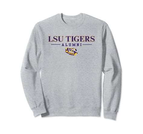 PRICES MAY VARY. Officially Licensed Louisiana State University apparel. Show your support for the Tigers with this LSU logo apparel! The soft material and digitally printed logo make this a great addition to any LSU apparel collection! Geaux Tigers! Wear this fan favorite LSU Tigers apparel to the big game or just hanging out around the house. The unique vintage logo will let everyone know your affiliation with LSU! 8.5 oz, Classic fit, Twill-taped neck Lsu Apparel, Lsu Logo, Lsu Outfits, Western Carolina, University Of Northern Iowa, Lsu Tigers Football, University Apparel, Heather Grey Sweatshirt, Texas Christian University