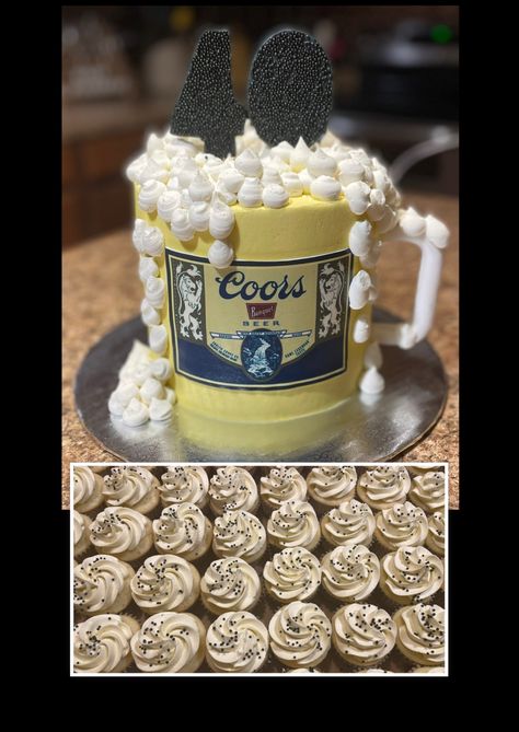 Coors Banquet Cake, Beer Can Cupcake Cake, Pull Apart Beer Cupcake Cake, Coors Light Birthday Party, Vintage Coors Banquet, Beer Mug Cake, 22nd Birthday, Occasion Cakes, Beer Mug