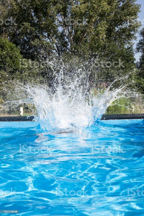 Water splash making by person jumping into pool - Stock Image - Everypixel Jumping Into Pool, Person Jumping, 40 Birthday, Crazy B, Big Splash, Water Splash, Pool Water, Photo Search, Photo Inspo