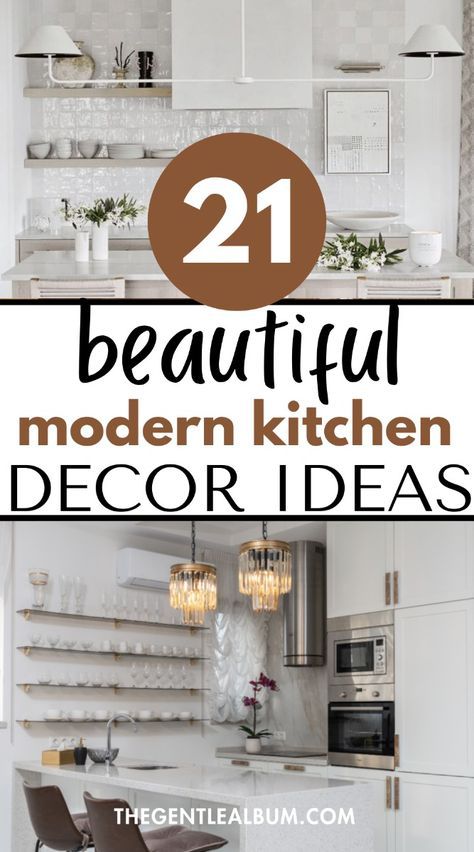 Save this pin for 21+ modern kitchen decor ideas! If you love modern kitchen decorations, small modern kitchen furniture, kitchen decor inspo, and kitchen decorations, you’ll love reading this post. Tap to discover the best modern kitchen decor ideas now! Elegant Kitchen Decor Ideas, How To Decorate A Kitchen, Modern Kitchen Wall Decor Ideas, Kitchen Window Decor Over Sink, Kitchen Decorating Ideas Modern, Kitchen Buffet Decor, Simple Kitchen Decor Ideas, Island Kitchen Decor, Modern Kitchen Decor Ideas