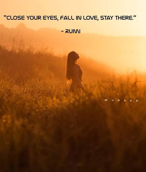 Close Your Eyes Fall In Love Stay There, Forty Rules Of Love, Rumi Love Quotes, Rumi Love, Dream Vision Board, Rumi Quotes, Close Your Eyes, Rumi, Your Eyes