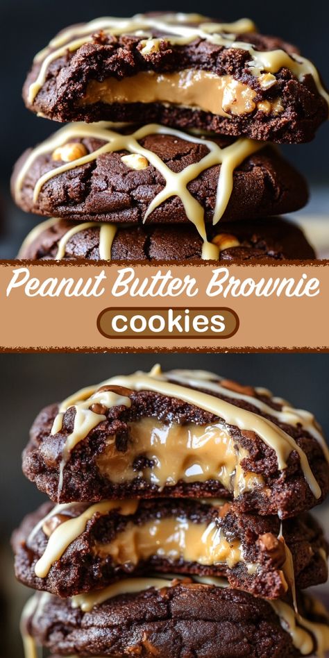 Peanut Butter Brownie Cookies: A Sweet Combination You’ll Love Peanut Butter Brownie Cookies, Peanut Butter Brownie, Fudgy Brownie, Chocolate And Peanut Butter, Cake Studio, Peanut Butter Brownies, Peanut Butter Recipes, Fudgy Brownies, Dessert Lover