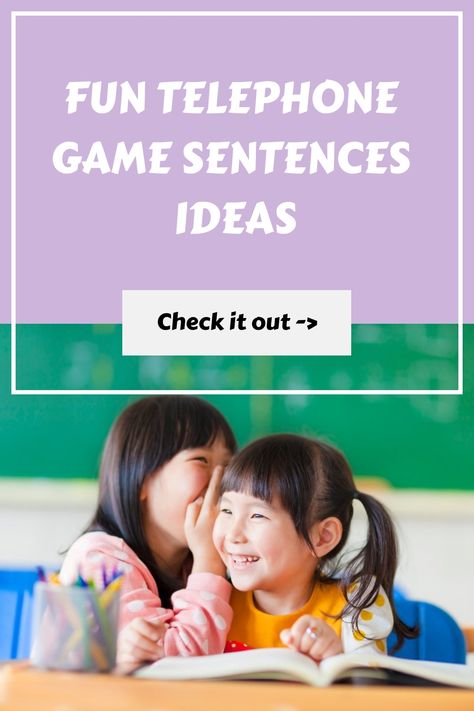 Discover endless fun with these entertaining telephone game ideas! Whether you need telephone game phrases for kids, hilarious telephone game sayings, or captivating telephone game sentences, this classic game is sure to bring laughter and excitement to any gathering. Explore new ways to play the telephone game and watch as simple phrases transform into laughter-inducing chaos. Perfect for parties, icebreakers, or family get-togethers. Start playing the timeless telephone game today and create u Telephone Game Phrases Funny, Pictonary Ideas, Telephone Game Phrases, Telephone Game, English Conversation For Kids, Charades For Kids, Game And Watch, Chinese Whispers, Simple Phrases