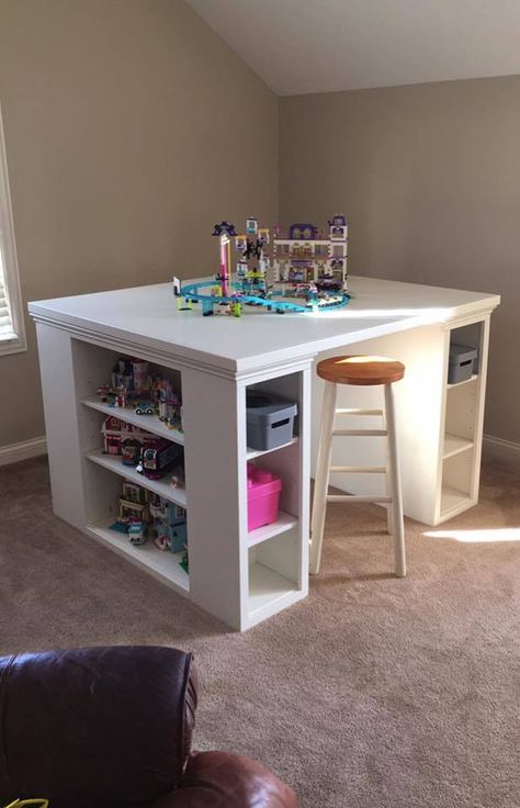 Diy Kids Craft Table, Diy Craft Table, Kids Craft Tables, Crafting Table, Craft Table Diy, Craft Closet, Project Table, Craft Room Design, Lego Room