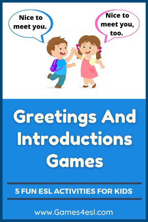 5 Fun activity ideas to teach greetings and introductions to kids Good Manners Preschool Activities, Teaching Greetings Activities, Teaching Greetings In English, Greetings And Introductions In English, Kindergarten Introduction Activities, Kindergarten English Lessons, Preschool Introduction Activities, Esl Introduction Activities, Introduction Games For Kids