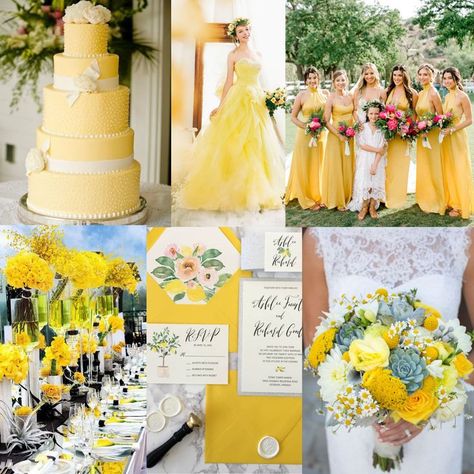 Gray And Yellow Wedding, Light Yellow Weddings, Wedding Rose Gold Theme, Yellow Wedding Ideas, Yellow Weddings, Yellow Wedding Colors, Yellow Wedding Inspiration, Yellow Wedding Theme, Vowel Renewal