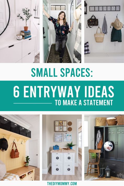 Small Entrance Wardrobe Ideas, Organizing Entryway, Tiny House Entryway, Small Entryway From Garage, Small Entry Storage Ideas, Tiny Entryway, Ikea Wardrobe Hack, Small Mudroom Ideas, Narrow Entryway