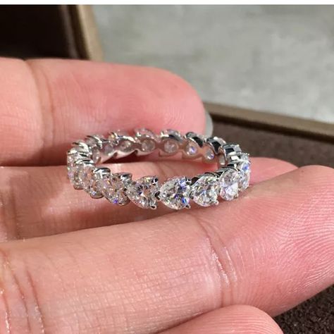 Description Stones:White Sapphire Metal:925 Silver Filled Heart Diamond Band, Heart Shape Wedding Rings, Heart Wedding Band, Heart Eternity Ring, Diamond Birthstone Ring, Apartment Things, Heart Shaped Engagement Rings, Moissanite Band, Diamond Heart Ring