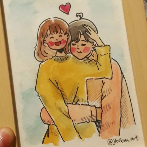 Cute couple drew it using watercolor and special watercolor paper. Used a little bit of marker for the outline #draw #CoupleGoals #coupleart #lovelife #drawings #ArtOfTheDay #artist #artwork #watercolor #cartoon Couple Drawing Watercolor, Couples Cartoon Drawing, Cartoon Couple Drawings, Romantic Watercolor Painting, Couple Watercolor Painting, Couple Watercolor, Watercolor Cartoon, Artwork Watercolor, Cartoon People