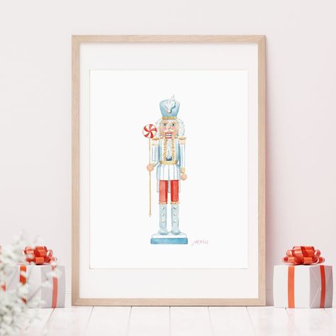 Blue and White Nutcracker Watercolor Art Print — Simply Jessica Marie Nutcracker Christmas Painting, Nutcracker Art, Blue Nutcracker, Watercolor Nutcracker, Nutcracker Watercolor, Nutcracker Watercolor Paintings, Cute Nutcracker Illustration, Abstract Nutcracker Painting, Dog Watercolor Art