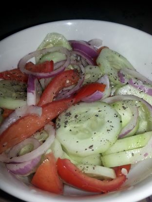 Marinated Cucumbers, Onions, And Tomatoes Recipe - Food.com: Food.com Marinated Cucumbers Onions And Tomatoes, Cucumbers Onions And Tomatoes, Cold Sides, Garden Salads, Pescatarian Lifestyle, Cucumber Salads, Easter Foods, Onions And Tomatoes, Marinated Cucumbers