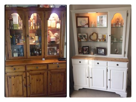 Upcycled pine ducal Welsh dresser Hutch Makeover, Welsh Dresser, Furniture Repair, Refurbished Furniture, Upcycled Furniture, Hutch, Wood Working, Repurpose, China Cabinet