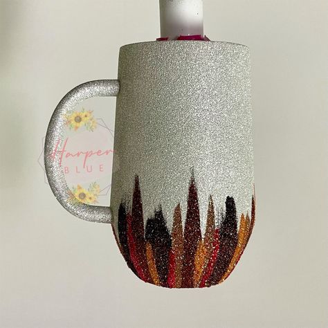 Fall Epoxy Tumbler Ideas, Coffee Glitter Tumbler, Sweater Weather Tumbler Cups, Fall Tumbler Cups, Glitter Coffee Mugs Epoxy, Custom Coffee Tumbler Glitter, Orange Tumbler Ideas, Autumn Tumbler Cups, Alcohol Ink Crafts