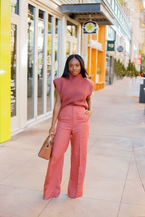 Wear Pink In October Outfit, Blush Pink Work Outfit, Blush Outfits Black Women, Pink Work Outfit Office Style, Winter Brunch Outfit Black Women, Baddie Business Outfits, Pink Work Outfit, Baddie Business, Outfit Top