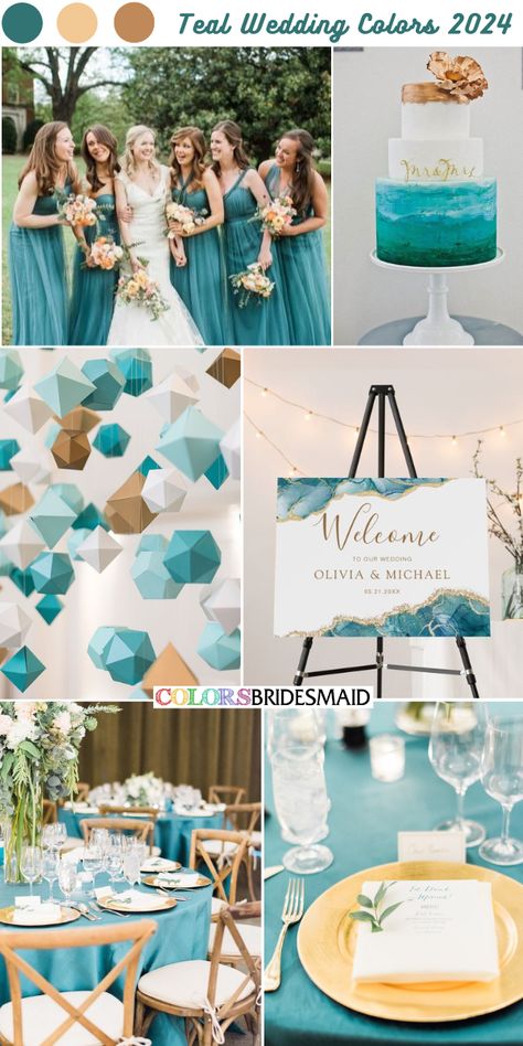 Wedding Theme Colors Summer 2024, Motif Wedding Color Schemes, Cruise Wedding Color Scheme, Teal Summer Wedding Colors, Wedding Motif Color 2024, Teal Wedding Color Palette, Teal Wedding Palette, Cyan Wedding Theme, Wedding Motif 2024