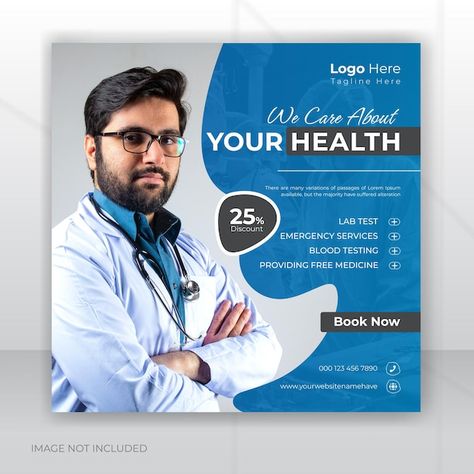 Vector gradient medical social media and... | Premium Vector #Freepik #vector #doctor-flyer #clinic-poster #hospital-poster #doctor-poster Doctor Social Media Post, Poster Hospital, Hospital Poster, Clinic Poster, Doctor Poster, Vector Gradient, Medicine Book, Business Card Maker, Stationery Templates