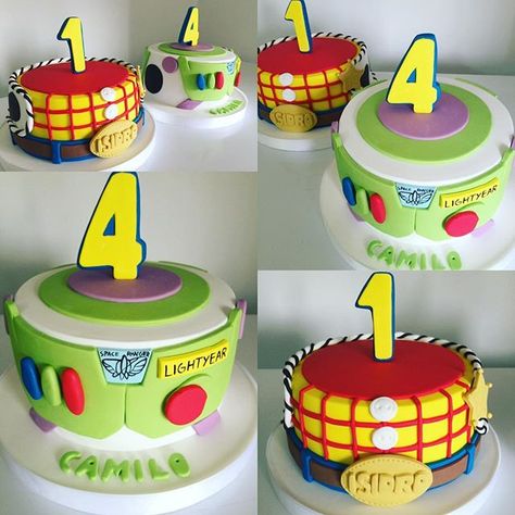 WOODY AND BUZZ TOY STORY CAKES Light Year Cake, Buzz Light Year Cake, Buzz Party, Toy Story Birthday Cake, Buzz Lightyear Party, Buzz Lightyear Birthday, Toy Story Party Decorations, Toy Story Baby, Movie Birthday Party