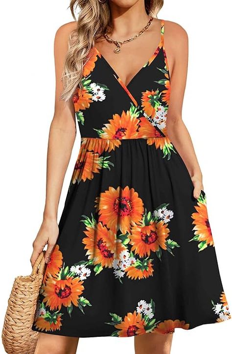 Teen Graduation Dresses, Sundress Boho, Sundresses Women, Sundress Casual, Dresses V Neck, Flowy Mini Dress, Boho Mini Dress, Dress Wrap, Floral Sundress