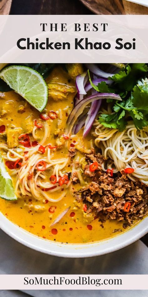 Chicken Khao Soi, Coconut Noodle Soup, Dinners Pasta, Bake Pasta, Aesthetic Pasta, Curry Noodle Soup, Pasta Aesthetic, Pasta Healthy, Baked Recipe