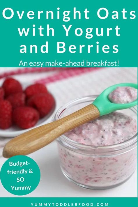 Breakfast Portions, Oats With Yogurt, Overnight Oats With Yogurt, Easy Overnight Oats, Toddler Breakfast, Yogurt Recipe, Overnight Oats Healthy, Healthy Toddler Meals, Oats Recipe