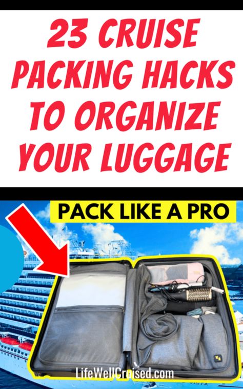 cruise packing hacks to organize your luggage Cruise Packing Hacks, Cruise Luggage, Winter Cruise, Cruise Packing Tips, Hard Sided Luggage, Cruise Ideas, Cruise Packing, Pack Like A Pro, Cruise Essentials