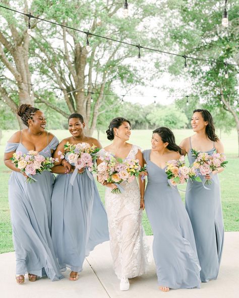 Pastel Blue Bridesmaids Dresses Dusty Blue Birdy Grey, Pastel Blue Bridesmaids Dresses, Grey Weddings, Blue Bridesmaids Dresses, Grey Bridesmaids, Birdy Grey, Bridesmaid Gowns, Houston Photography, Gray Weddings