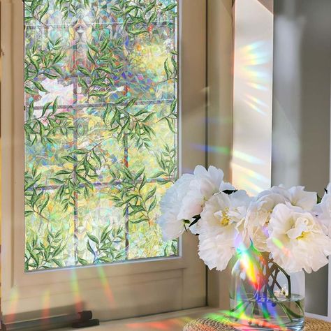 Privacy Window Films Frosted Stained Glass Decals,Static Cling Removable Colorful Sticker for Home Office Room Window Décor Privacy Stickers For Windows, Stained Glass Sticker, Stained Glass Decals, Practice Room, Home Office Room, Privacy Window, Glass Sticker, Room Window, Window Film Privacy