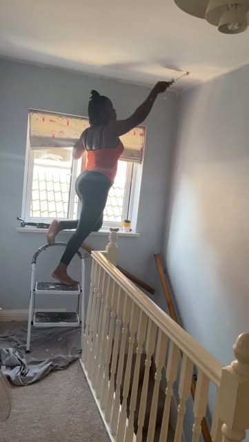 E Okodaso - Vee |Home Decor || DIY Home Projects || Gardening on Instagram: "The most dramatic DIY home transformation project for 2024 goes to my Staircase and landing 🚀🚀🚀

I started 2024 with an idea in my head of how I wanted my stairs and landing to look and everything from DIY wall panelling, to painting banisters, handrails, ceiling and walls has completely transformed this space. 

I am feeling very thankful 🙏🏾 for a year well spent doing countless DIY home improvement projects (many of which are still unfinished lol 🤣).

Happy New Year everyone…New year and new beginnings! Let’s chase those dreams, break barriers, and create a 2025 we’ll be proud of. Here’s to growth and greatness! 🌟 

🚀SAVE this reel for inspiration 
♥️ FOLLOW me for more DIY home improvement ideas
👌🏾SHA