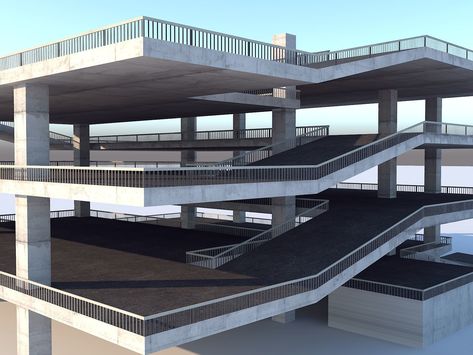 Multi - Storey Car Park - Floor Parking 3D asset Car Park Design, Parking Plan, Parking Lot Architecture, Parking Building, Park Design, Architecture Model Making, Hospital Design, Centre Commercial, Building Plan